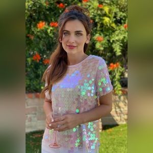 Eva Franco Pink Sequins Top
